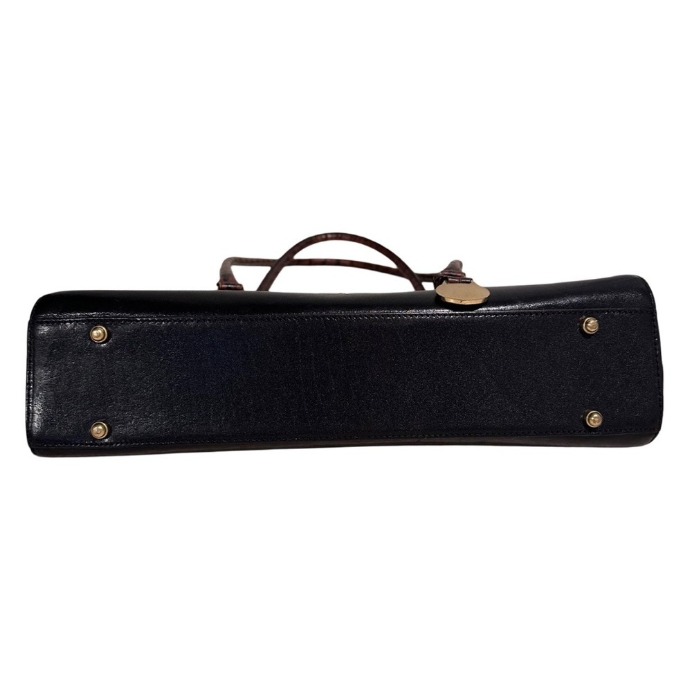 Vintage Brahmin Tuscany Collection Croc Embossed Leather Satchel Black Brown GUC - Picture 8 of 16